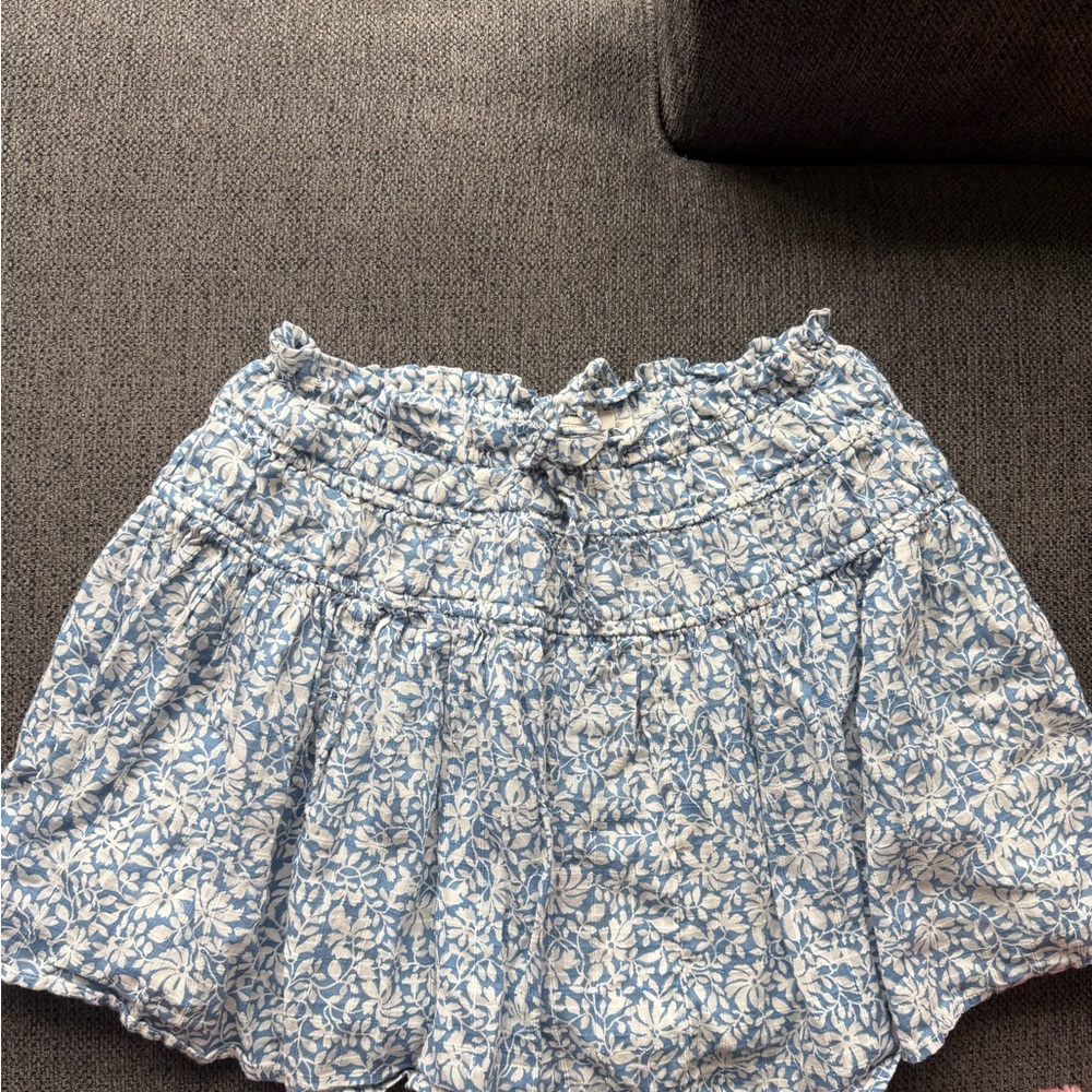 American Rag Blue and White Floral Smocked Mini Skirt